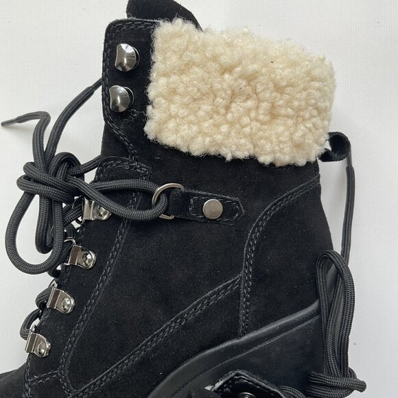 Guess Women’s Taanya Leather Wedge Booties Black Suede Size 9 - Picture 5 of 8